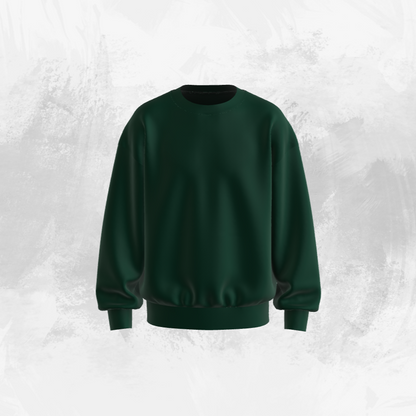 Solid Bottle Green Oversized Sweatshirts